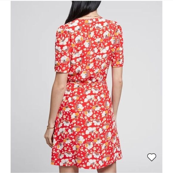 And Other Stories Scalloped Red Floral Wrapping Dress Size 10 - Picture 10 of 11